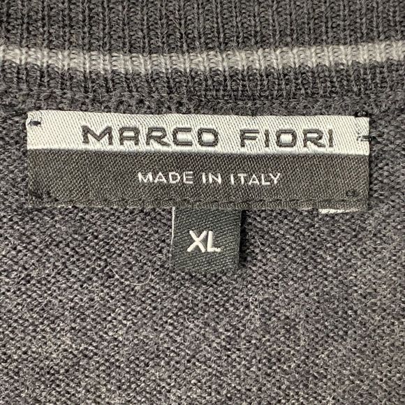 Marco Fiori Merino Wool V-Neck Sweater Men XL Charcoal Gray Made In Italy - Picture 5 of 10